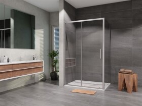 Lansanit - Sprchový kout obdélník Vati 1000x900, chrom, matné sklo, včetně vaničky LAN50024