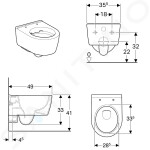 GEBERIT - iCon Závěsné kompaktní WC, Rimfree, s KeraTect, bílá 204070600