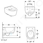 GEBERIT - iCon Závěsné kompaktní WC, Rimfree, bílá 204070000
