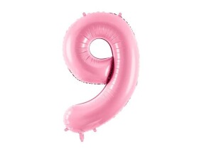 PartyDeco foliový balónek růžový číslo 9 (86 cm)