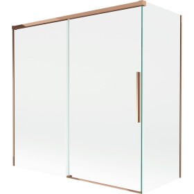 MEXEN/S - Rox vanová zástěna 2-křídlová posuvná 160 + 70 x 150, transparent, růžové zlato 8C9-160-070-60-00