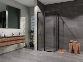 Lansanit Sprchový kout čtverec Tadao 900x900, černá, čiré sklo