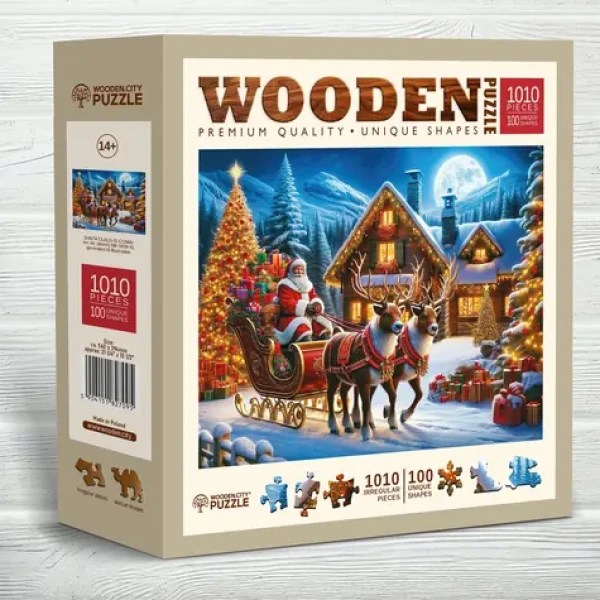 WOODEN CITY Dřevěné puzzle Santa Klaus přichází