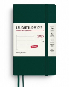 Týdenní plánovač Forest Green, Pocket A6 2027, Softcover, anglicky