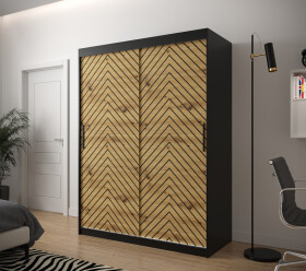 Šatní skříň Abi Jodelka 1 Barva korpusu: Černá, Rozměry: 150 cm, Dveře: Dub artisan