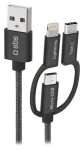 SBS černá / Kabel 3v1 USB-A na Lightning USB-C Micro-USB / 1,2 m (TECABLEUSBIP531BW)
