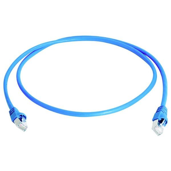 Telegärtner 100009083 RJ45 síťové kabely, propojovací kabely CAT 5e F/UTP 10.0 m modrá samozhášecí, S průchodkou chránící proti zlomení 1 ks