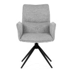 Židle jídelní, šedá látka, 360° vratný mechanismus, černý kov