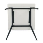 Stůl jídelní 80x80 cm, keramická deska bílý mramor, černé kovové nohy