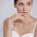 Náramek z chirurgické oceli Eugenia - tennis náramek, čiré zirkony, Zlatá 16 cm + 5 cm (prodloužení)