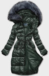 Tmavě zelená dámská metalická zimní bunda (B8073-10) odstíny zelené XL (42)
