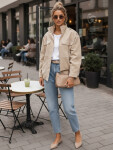 Dámská semišová bunda bomber béžová FashionStreet TY5653 L