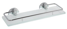 SAPHO - X-ROUND E skleněná polička s výklopnou hrazdou 300x130, mléčné sklo, chrom XR607