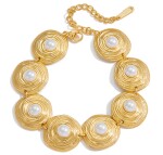 ELENYS Aurora Pearl – pozlacený náramek 18K žluté zlato Délka náramku: 16+5 cm / max. 21 cm