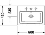 DURAVIT - 2nd floor Umyvadlo 60x43 cm, s přepadem, s otvorem pro baterii, bílá 0347600000