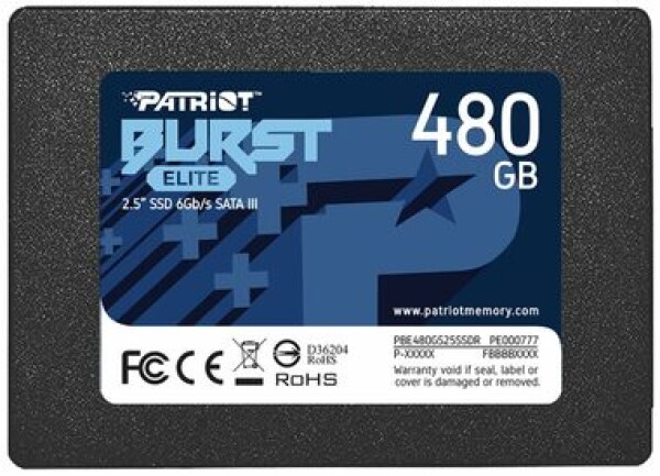 Patriot Burst Elite 480GB / SSD / 2.5" SATA III / R: 450MBs / W: 320MBs / IOPS 40K 40K / MTBF 2mh (PBE480GS25SSDR)