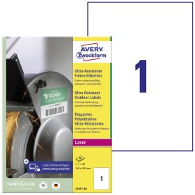 Avery-Zweckform L7917-40 Fóliové etikety 210 x 297 mm polyethylenová fólie bílá 40 ks trvalé barevná laserová tiskárna, laserová tiskárna, barevná kopírka,