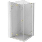 MEXEN/S - Lunar-F L sprchový kout skládací dveře levá 100 x 100, transparent, zlato kartáčovaná 836L-100-100-55-00-L