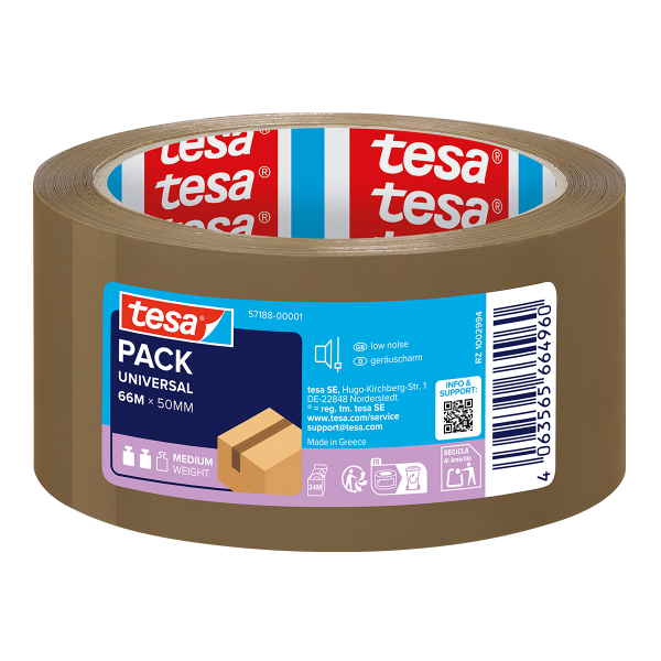 Tesa balicí páska Universal, 67 m × 50 mm, tiché odvíjení, havana