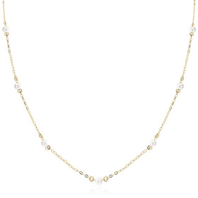 LUNICA Stříbrný perlový náhrdelník GOLD 1009