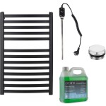 CERANO Koupelnový elektrický radiátorový set Paolo - 600W - černá matná - 850x550 mm