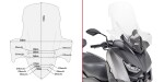 D2136St plexi čiré Yamaha X-Max 300 (17-22)/400 (18-21), vxš735x640 mm, o 205 mm vyšší než orig.