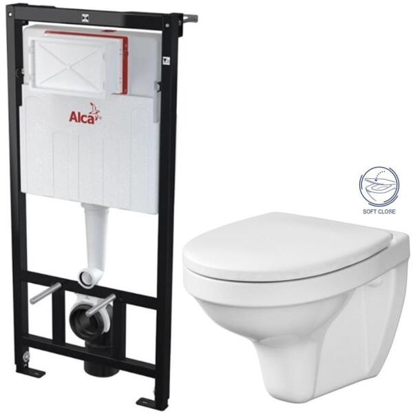 ALCA Předstěnový instalační systém bez tlačítka + WC CERSANIT DELFI + SOFT SEDÁTKO AM101/1120 X DE2