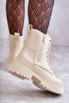 Dámské zateplené kožené kozačky světle béžové Dorchen 39