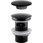 CERANO Umyvadlová výpusť - 5/4“ click-clack s přepadem + kryt z litého mramoru - 25/60mm - černá matná