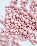 Dřevěné korálky Detoa - světle růžové - ∅ 10 mm - 10 ks
