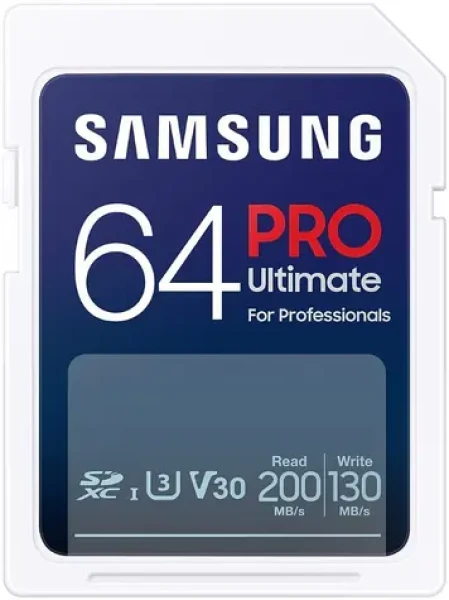 SAMSUNG PRO Ultimate SDXC 64GB / UHS-1 / Class 10 / U3 / Čtení: 200MBps / Zápis: 130MBps (MB-SY64S/WW)
