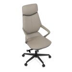 Kancelářské křeslo, šedá ekokůže, houpací mechanismus s aretací ve 4 polohách, kovový kříž, kolečka pro tvrdé povrchy