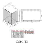 CERANO - Sprchový kout Lantono L/P - 8 mm - Soft-Close - černá matná, grafitové sklo - 100x80x195 - posuvný CER-8050BD7512