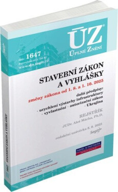 ÚZ 1647 Stavební zákon a vyhlášky 2025, rejstřík k zákonu