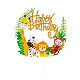 Dortisimo Zapichovací dekorace na dort Happy Birthday safari