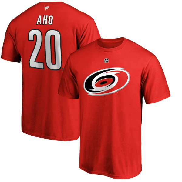 Fanatics Pánské Tričko Sebastian Aho #20 Carolina Hurricanes Authentic Stack Name Number Velikost: