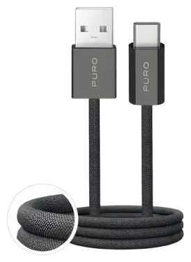 Puro Fabrik 2.0 tmavě zelená / Datový kabel USB-A - USB-C / opletený / 10 W / 1,5 m