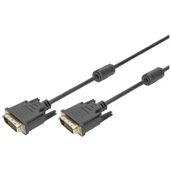 Digitus DVI-D(24+1) kabel St/St 2m černá / Kabel DVI-D / Dual Link / 2560x1600px 60Hz / Feritová tlumivka (AK-320101-020-S)