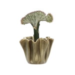 MADAM STOLTZ Kameninový obal na květiny Crafted Beige Ø 14 cm, béžová barva, keramika