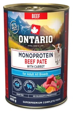 ONTARIO Konzerva Adult monoprotein hovězí s mrkví 400 g / Superprémiová / Paté / 91 % masa a vývaru (214-860040)