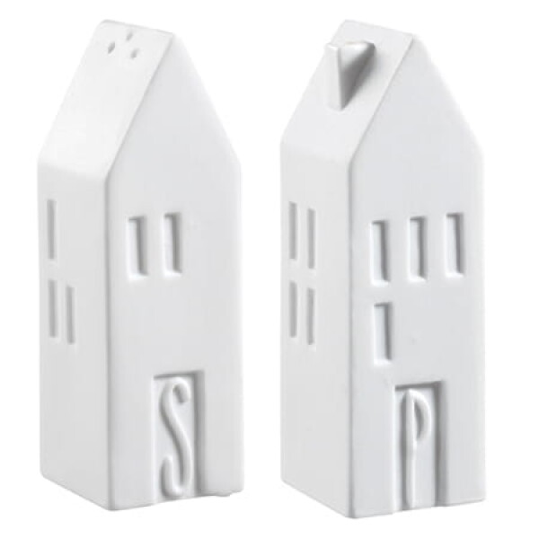Räder Porcelánová solnička s pepřenkou Houses, bílá barva, porcelán