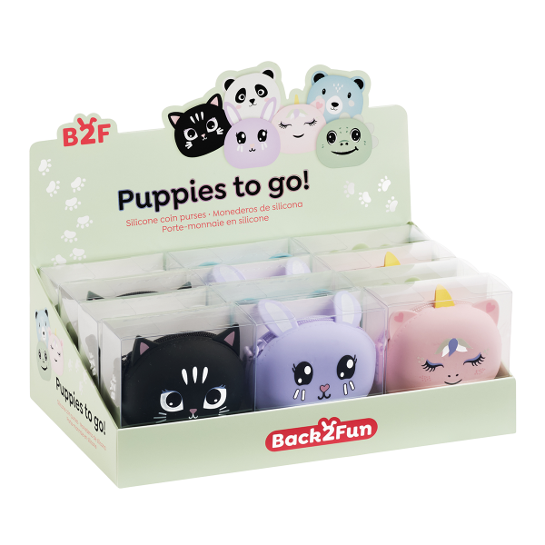 Miquelrius B2F - peněženka se zipem Puppies to go, mix motivů, 12 ks, displej, mix barev