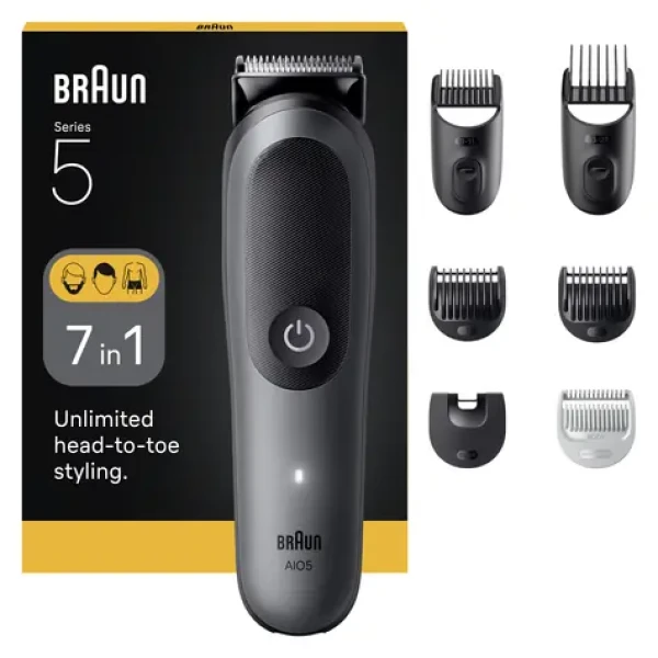 Braun Series 5 AIO5520 tmavě šedá / Holicí strojek / rychlé nabíjení / Li-ion baterie (100002136807)