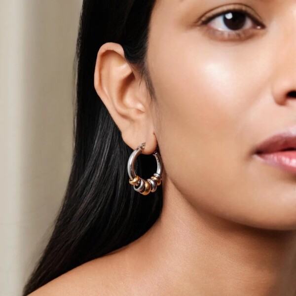 ELENYS Essence Hoops Dual – pozlacené náušnice 18K žluté zlato