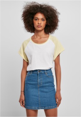 Dámské kontrastní raglánové tričko bílé/jemně žluté