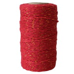 Bella Rose Bavlněný provázek 50 m – Red / Gold, červená barva, textil