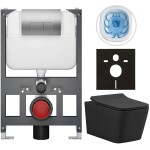 CERANO - Kompletní WC set Basic/Forte - černá matná - WC tlačítko Modulo/Stříbrná - závěsné - nízký modul - předstěnová instalace - 51x36 CER-8050BD86419
