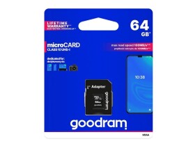 GOODRAM microSDXC 64GB + adaptér / Class 10 / UHS-I U1 / R: 100 MBs / W:10 MBs (M1AA-0640R12)