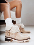 Dámské kozačky s ovčí kůží béžové FashionStreet ZY1249 40