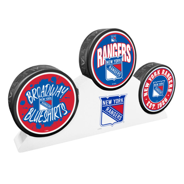 Mustang Puk New York Rangers NHL 3 Puck Podium Set